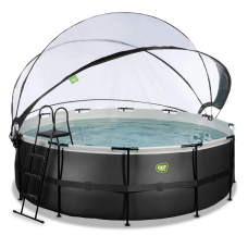Бассейн EXIT круглый с куполом черная кожа 427х122 см (песочный фильтр и тепловой насос)